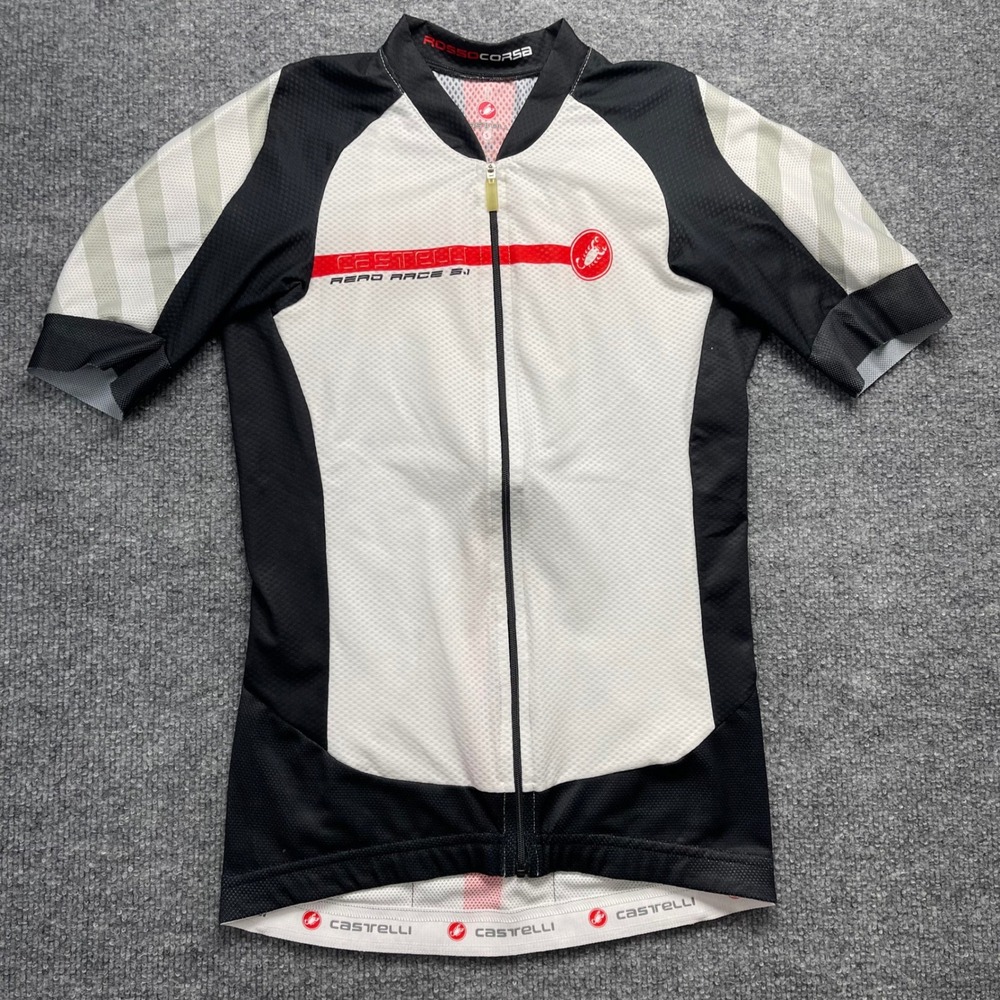 Castelli Aero Race 5.1 Rosso Corsa Cycling Jersey Mens Small White Black Red